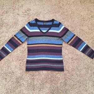 Madeleine V-neck striped ladies' sweater